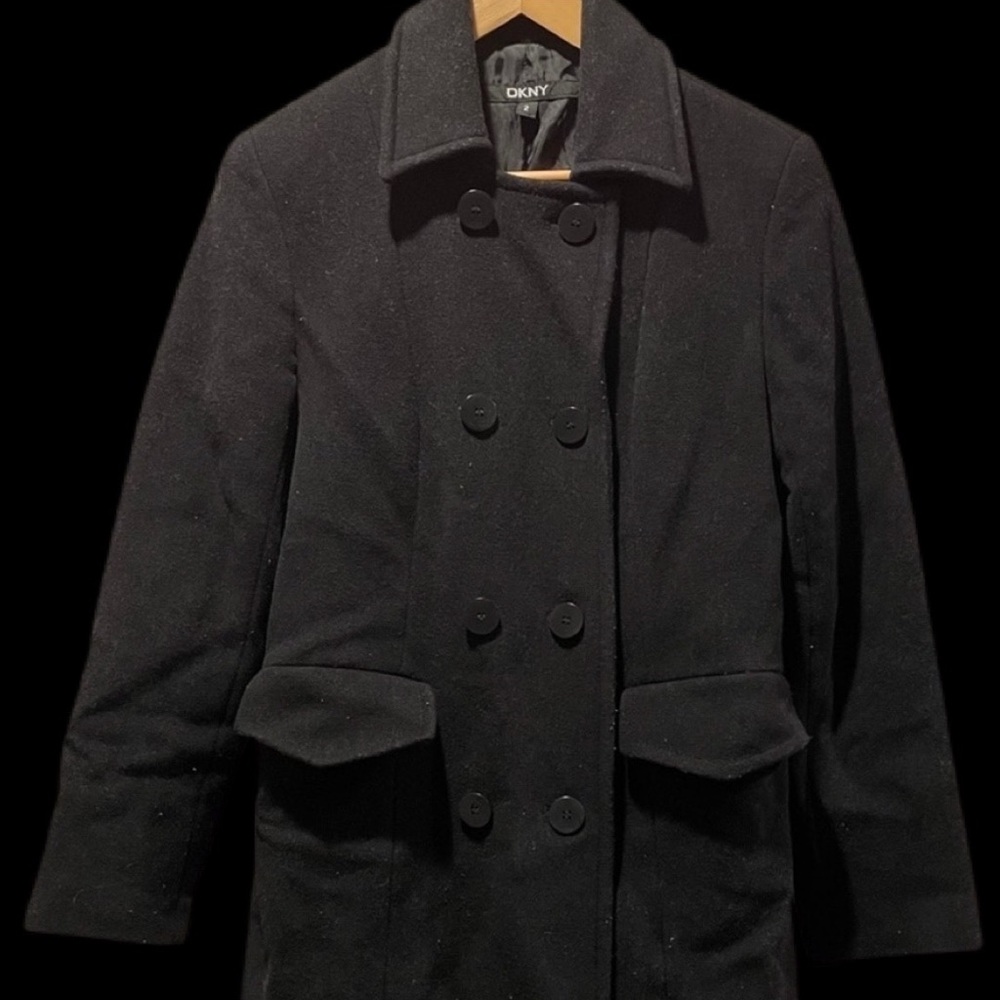 Women’s DKNY Black Pea Coat $35
